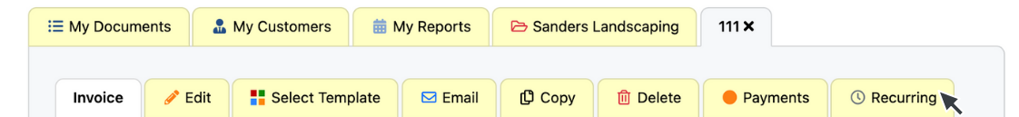 Recurring Invoices Tab
