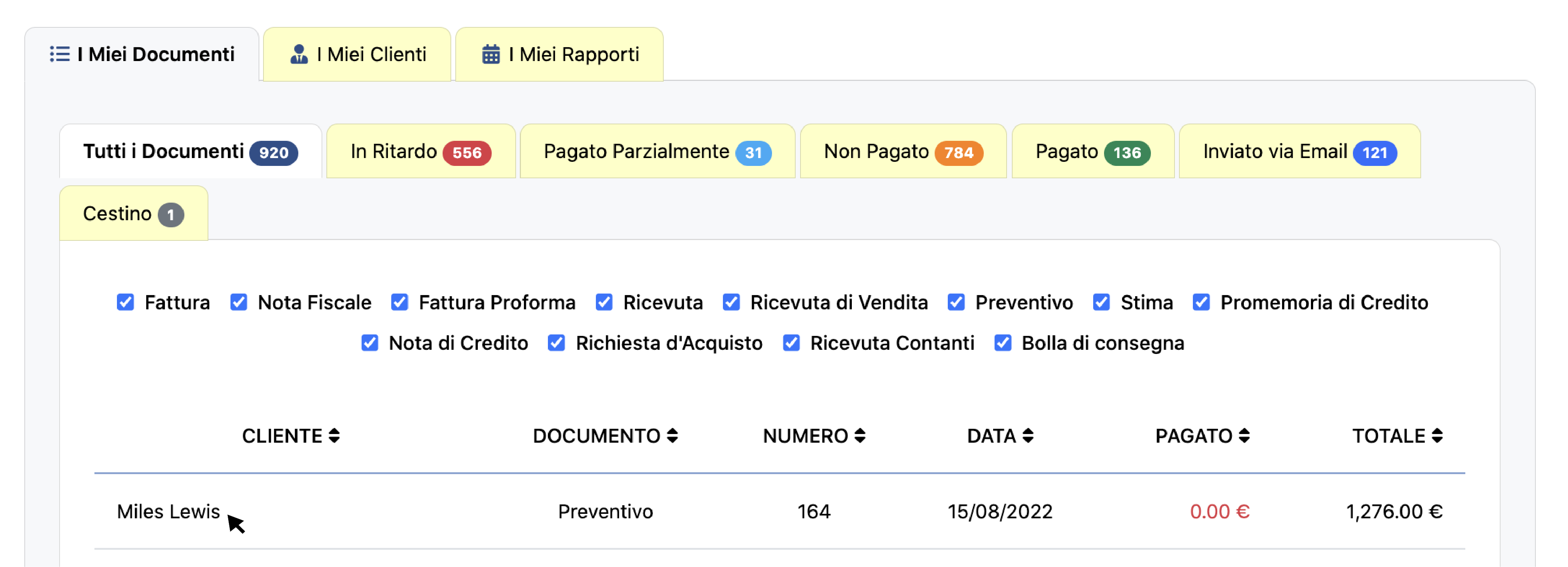 Fai clic sul preventivo