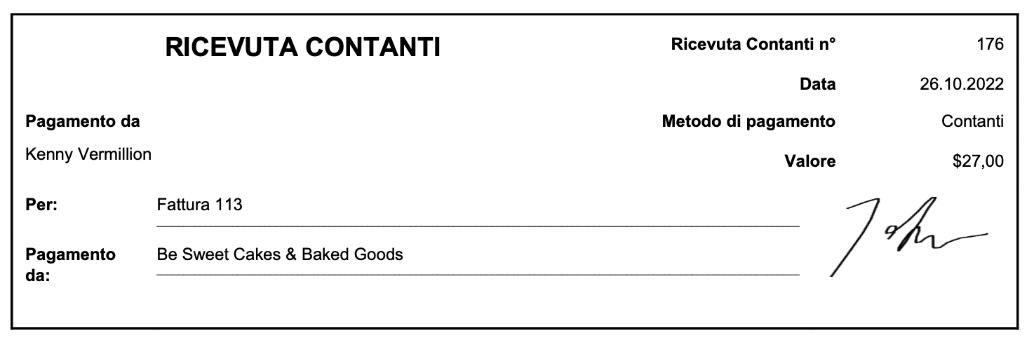 Ricevuta di pagamento